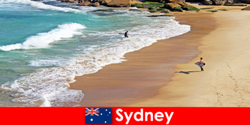 서핑 관광객은 시드니 호주에서 궁극적 인 킥을 즐길 수